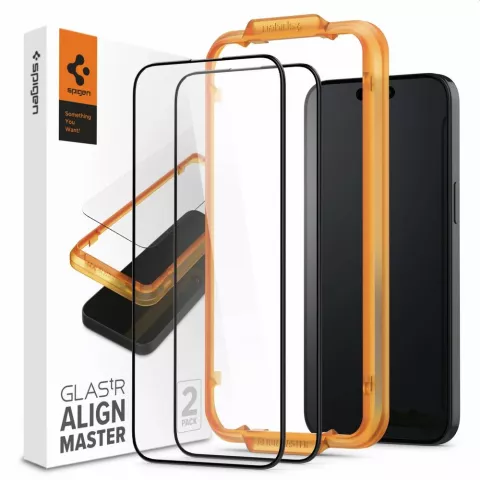 Spigen AlignMaster Full Cover Glass 2 Pack Screenprotector voor iPhone 15 Pro - Transparant