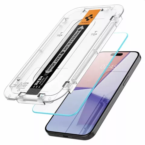 Spigen Glass Met Montage Frame EZ FIT 2 Pack Screenprotector geschikt voor iPhone 15 Pro Max - Transparant