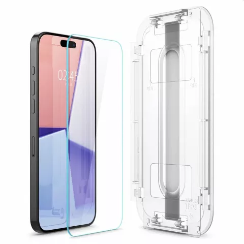 Spigen Glass Met Montage Frame EZ FIT 2 Pack Screenprotector geschikt voor iPhone 15 Pro Max - Transparant