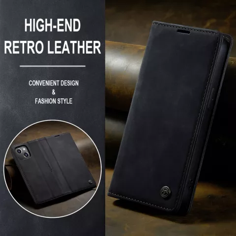 Caseme Retro Wallet Case hoesje voor iPhone 15 - zwart