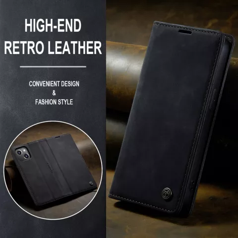 Caseme Retro Wallet Case hoesje voor iPhone 15 Plus - zwart