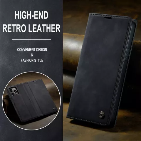 Caseme Retro Wallet Case hoesje geschikt voor iPhone 15 Pro Max - zwart
