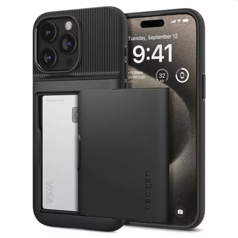 Spigen Slim Armor CS hoesje geschikt voor iPhone 15 Pro Max - zwart
