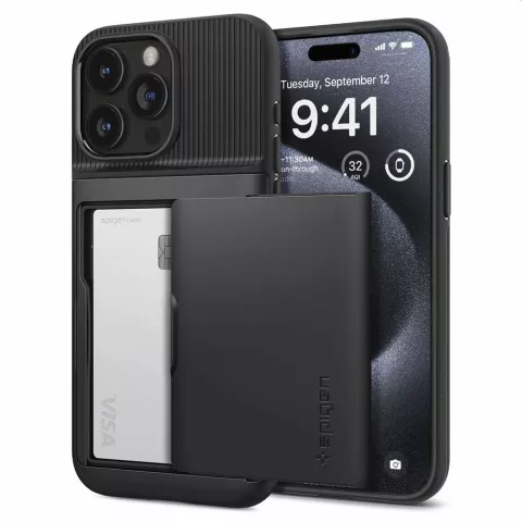 Spigen Slim Armor CS hoesje geschikt voor iPhone 15 Pro - zwart