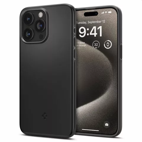 Spigen Thin Fit Case hoesje geschikt voor iPhone 15 Pro Max - zwart