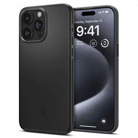Spigen Thin Fit Case hoesje geschikt voor iPhone 15 Pro - zwart