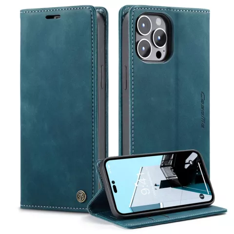 Caseme Retro Wallet Case hoesje voor iPhone 15 Pro - Blue