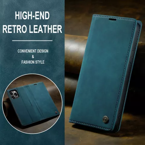 Caseme Retro Wallet Case hoesje voor iPhone 15 Pro - Blue