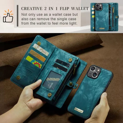 Caseme Vintage Portemonnee hoesje voor iPhone 15 Plus - Blue