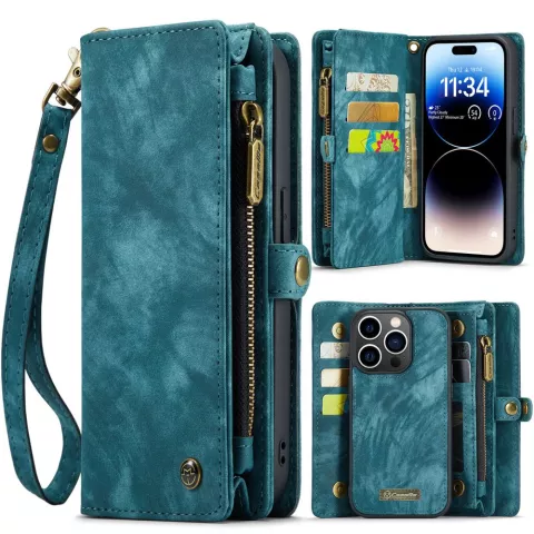Caseme Vintage Portemonnee hoesje geschikt voor iPhone 15 Pro Max - Blue
