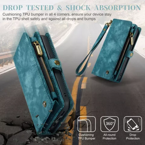 Caseme Vintage Portemonnee hoesje geschikt voor iPhone 15 Pro Max - Blue