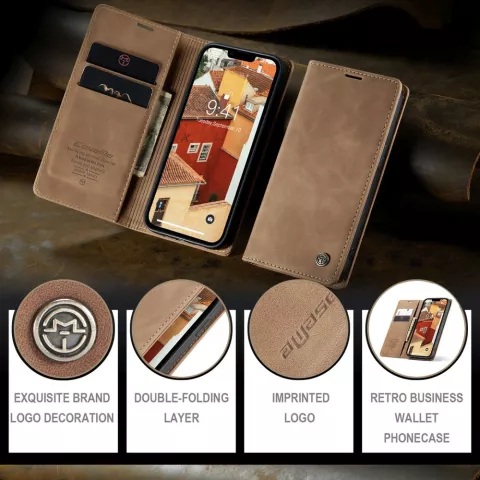 Caseme Retro Wallet Case hoesje voor iPhone 15 - bruin