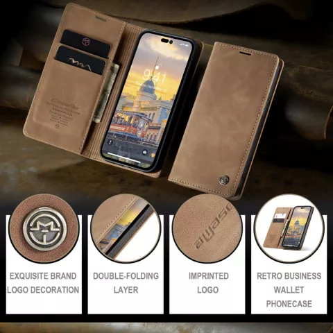 Caseme Retro Wallet Case hoesje geschikt voor iPhone 15 Pro Max - bruin