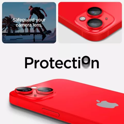 Spigen Camera Lens Glass Protector 2 Pack geschikt voor iPhone 14 Plus en iPhone 14 - Red