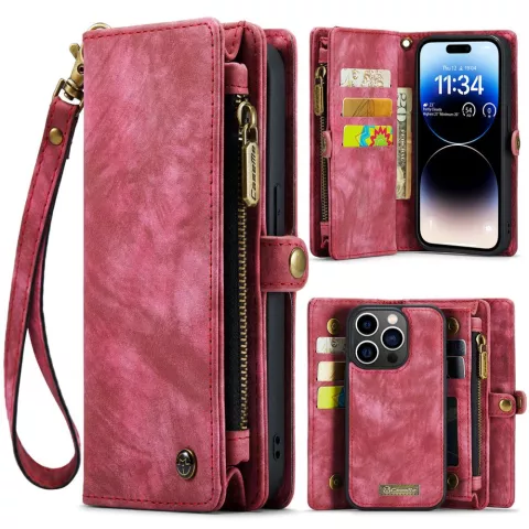 Caseme Vintage Portemonnee hoesje voor iPhone 15 Pro - Red