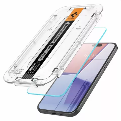 Spigen Glass Montage Frame EZ FIT 2 Pack AGL06883 Screenprotector geschikt voor iPhone 15 Plus - Transparant