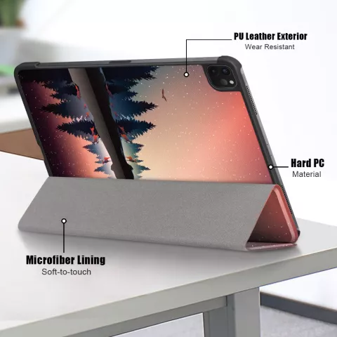 Midnight Trifold hoes voor iPad Pro 11 inch (2018 2020 2021 2022) &amp; iPad Air 4 en iPad Air 5 - zwart