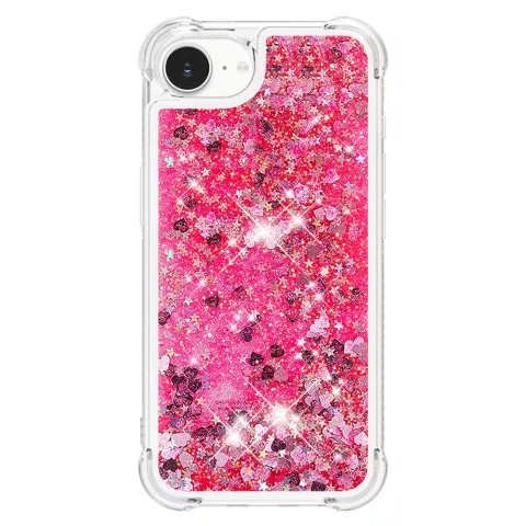 Glitter TPU met versterkte hoeken hoesje geschikt voor iPhone 16e - transparant roze