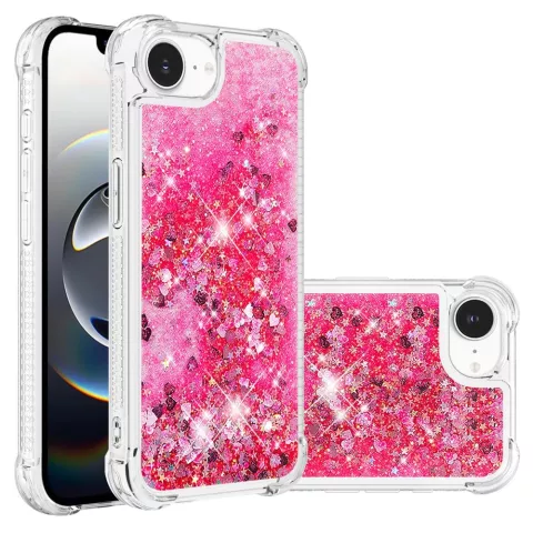 Glitter TPU met versterkte hoeken hoesje geschikt voor iPhone 16e - transparant roze