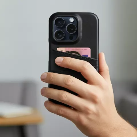 Duo Cardslot Wallet Portemonnee geschikt voor iPhone XR Hoesje - Zwart Pasjes