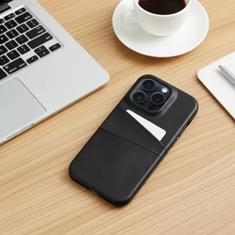 Duo Cardslot Wallet Portemonnee geschikt voor iPhone XR Hoesje - Zwart Pasjes