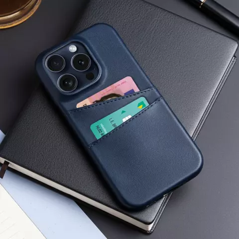Duo Cardslot Wallet Portemonnee geschikt voor iPhone 11 Pro hoesje - Donkerblauw Bescherming