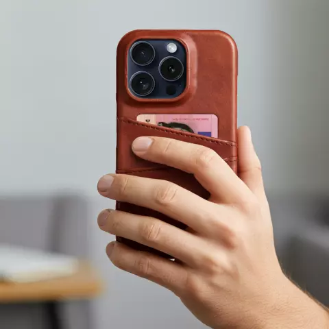 Duo Cardslot Wallet kunstleer hoesje geschikt voor iPhone 14 Pro - bruin