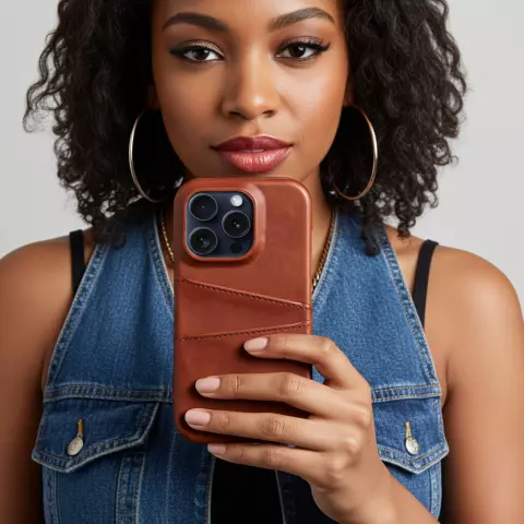 Duo Cardslot Wallet kunstleer hoesje geschikt voor iPhone 14 Pro - bruin