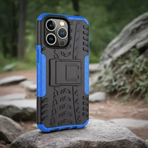 Shockproof Kickstand anti-slip kunststof en TPU hoesje geschikt voor iPhone 14 Pro Max - blauw