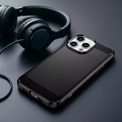 Carbon Armor TPU met geborstelde afwerking hoesje geschikt voor iPhone 12 en 12 Pro - zwart