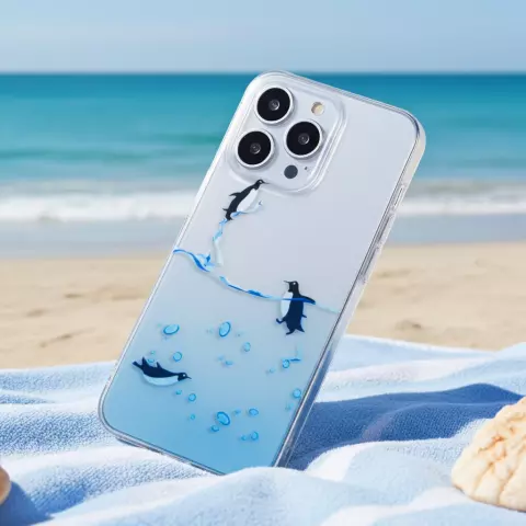 Doorzichtig pinguin hoesje geschikt voor iPhone 6 6s TPU silicone cover zee transparant blauw