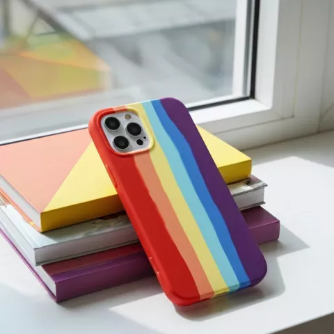 Rainbow Pride siliconen hoesje geschikt voor iPhone 14 Pro - pastel