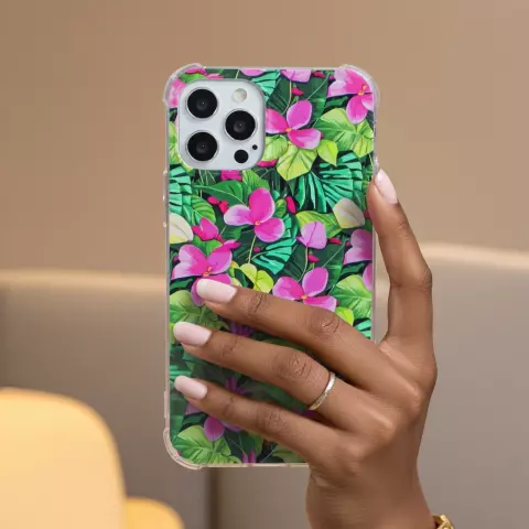 Tropical Leaves &amp; Flowers TPU met versterkte hoeken hoesje geschikt voor iPhone 11 Pro