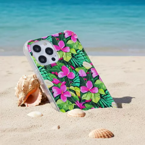 Tropical Leaves &amp; Flowers TPU met versterkte hoeken hoesje geschikt voor iPhone 11 Pro