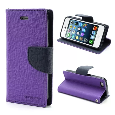 Paarse Mercury Goospery wallet Bookcase iPhone 5 5s SE 2016 Original Lederen hoesje - portemonnee