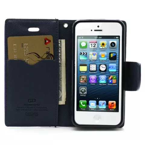 Paarse Mercury Goospery wallet Bookcase iPhone 5 5s SE 2016 Original Lederen hoesje - portemonnee