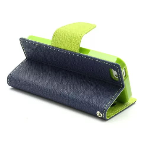 Original Mercury Goospery wallet Bookcase hoesje iPhone 5 5s SE 2016 Donkerblauw Groen portemonnee