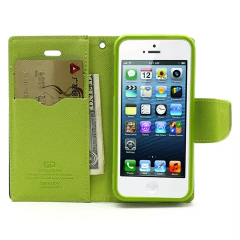 Original Mercury Goospery wallet Bookcase hoesje iPhone 5 5s SE 2016 Donkerblauw Groen portemonnee