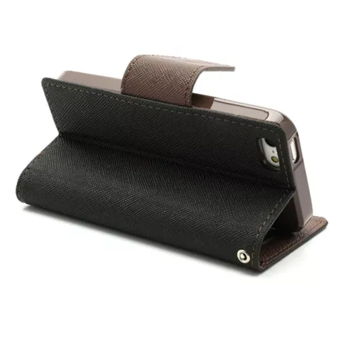 Wallet case Origineel Mercury Goospery Bookcase hoesje iPhone 5 5s SE 2016 Zwart Bruin portemonnee