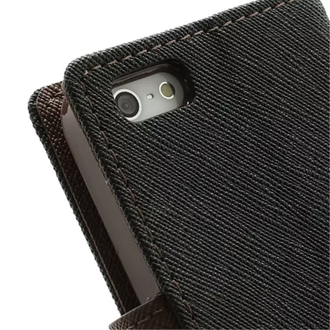 Wallet case Origineel Mercury Goospery Bookcase hoesje iPhone 5 5s SE 2016 Zwart Bruin portemonnee