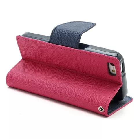 Wallet case roze Mercury Goospery Bookcase hoesje iPhone 5 5s SE 2016 Original Lederen - portemonnee