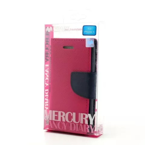 Wallet case roze Mercury Goospery Bookcase hoesje iPhone 5 5s SE 2016 Original Lederen - portemonnee
