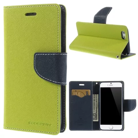 Origineel Mercury Goospery groene wallet Bookcase hoesje iPhone 6 6s lederen - portemonnee