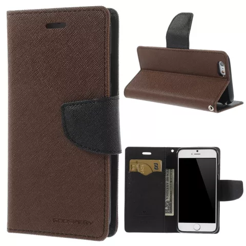 Wallet case Origineel Mercury Goospery Bookcase hoesje iPhone 6 6s Bruin zwart portemonnee