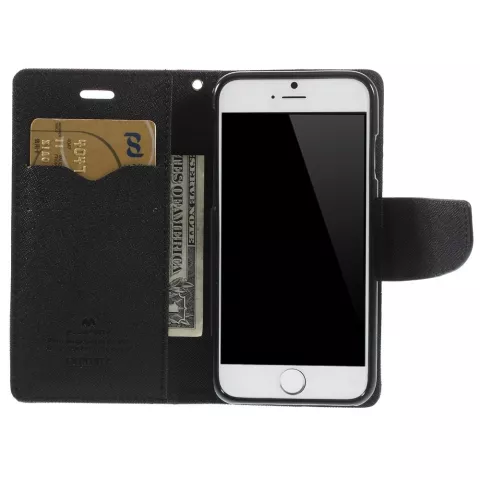 Wallet case Origineel Mercury Goospery Bookcase hoesje iPhone 6 6s Bruin zwart portemonnee