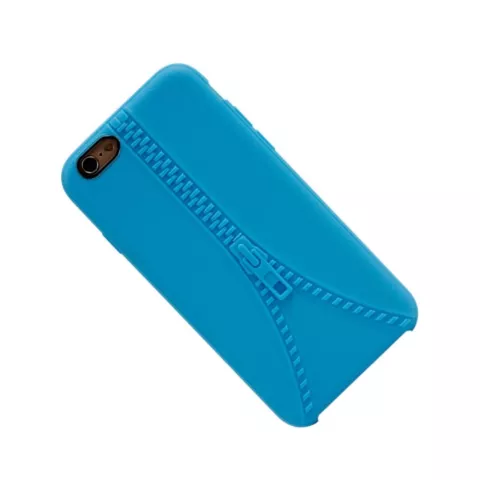 Stevig hoesje met imitatie rits iPhone 6 6s Blauwe silicone case