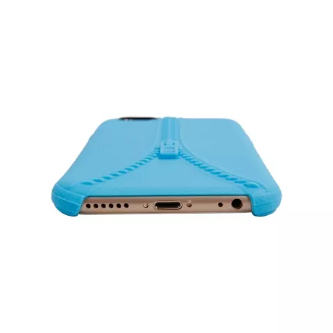 Stevig hoesje met imitatie rits iPhone 6 6s Blauwe silicone case