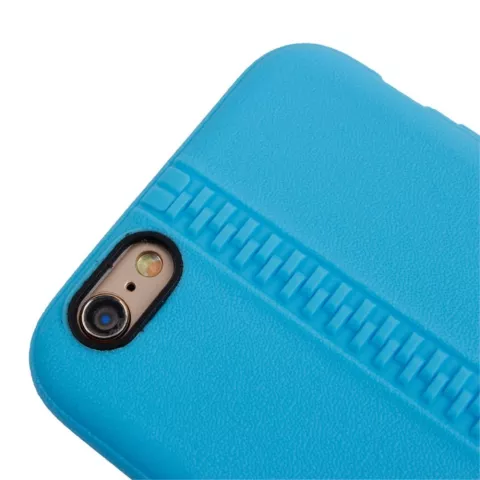 Stevig hoesje met imitatie rits iPhone 6 6s Blauwe silicone case