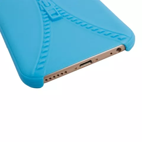 Stevig hoesje met imitatie rits iPhone 6 6s Blauwe silicone case