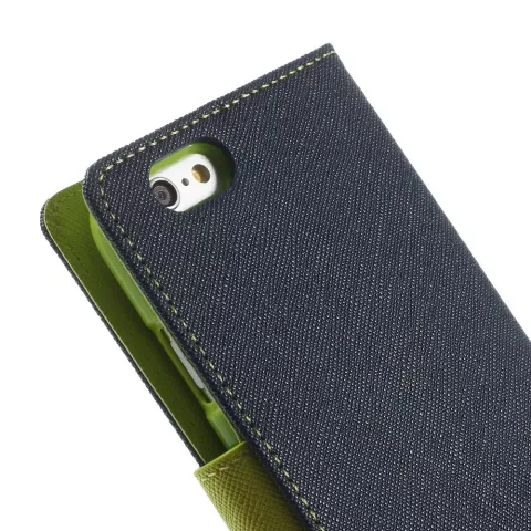 Origineel Mercury Goospery blauwe wallet Bookcase iPhone 6 6s Donkerblauw lederen - portemonnee